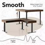Bureau d'angle électrique en forme de L de 160 x 135 cm avec 2 tiroirs de rangement et un caisson de classement, bureau d'ordinateur réglable en hauteur, couleur noyer