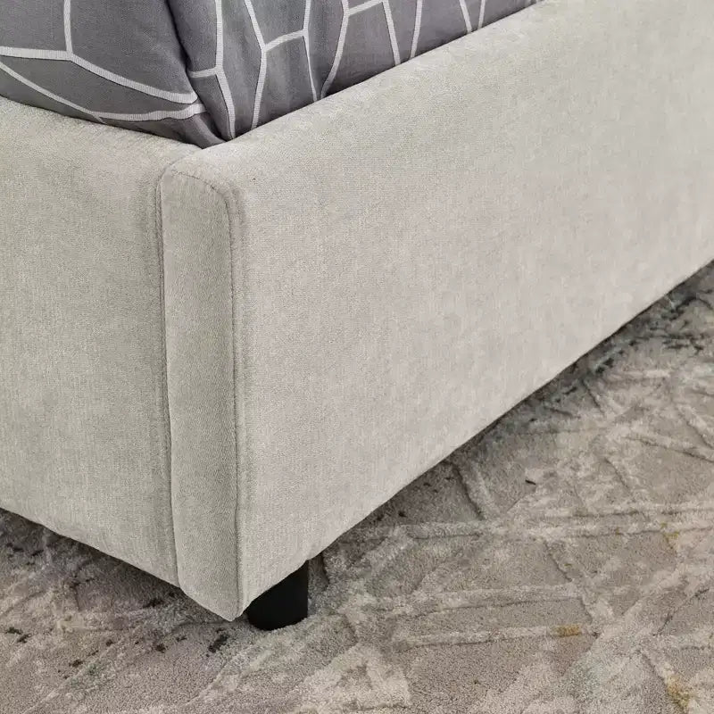 Cadre de lit plateforme de rangement ModernLuxe Queen/King, lit capitonné en chenille avec tête de lit moelleuse