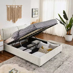 ModernLuxe Queen/King Storage Platform Bed Frame Chenille Upholstered Bed with Soft Headboard