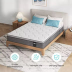Serweet 8 Matelas Hybride Rafraîchissant 5 Zones d'Isolation du Mouvement, Ressorts Plus Robustes pour un Soutien Durable -Fermeté Moyenne- Compatible avec les Lits Plateformes