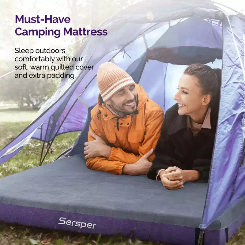 Matelas d'extérieur Sersper 4 pouces pour camping et VR avec poche latérale, imperméable, portable, pliant