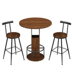 GDFStudio Yuna Ensemble moderne de 3 pièces table de bar ronde et tabourets en bois avec repose-pieds en métal