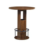 GDFStudio Yuna Ensemble moderne de 3 pièces table de bar ronde et tabourets en bois avec repose-pieds en métal