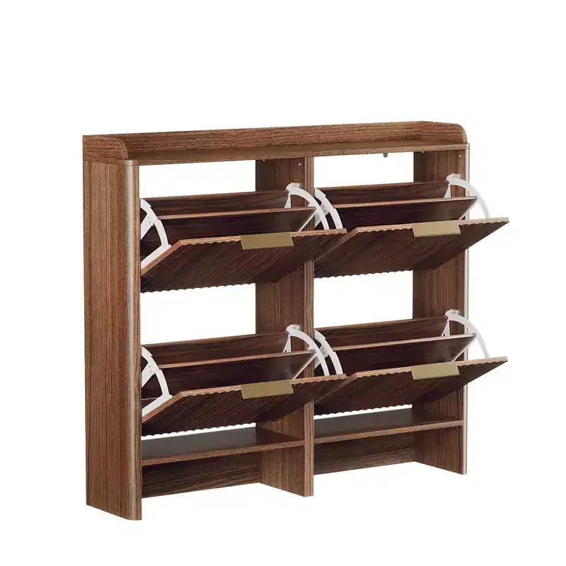 Meuble à chaussures Karl Home de 42,9 pouces avec 4 portes abattantes et déflecteur de table