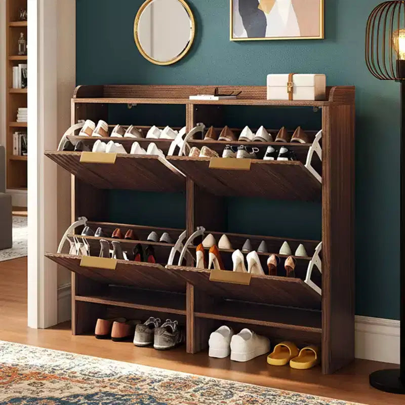 Meuble à chaussures Karl Home de 42,9 pouces avec 4 portes abattantes et déflecteur de table