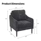 Fauteuil d'appoint en chenille de style Mid-Century Modern avec accoudoirs incurvés, fauteuil simple rembourré pour salon, chambre ou bureau
