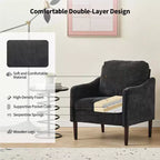 Fauteuil d'appoint en chenille de style Mid-Century Modern avec accoudoirs incurvés, fauteuil simple rembourré pour salon, chambre ou bureau