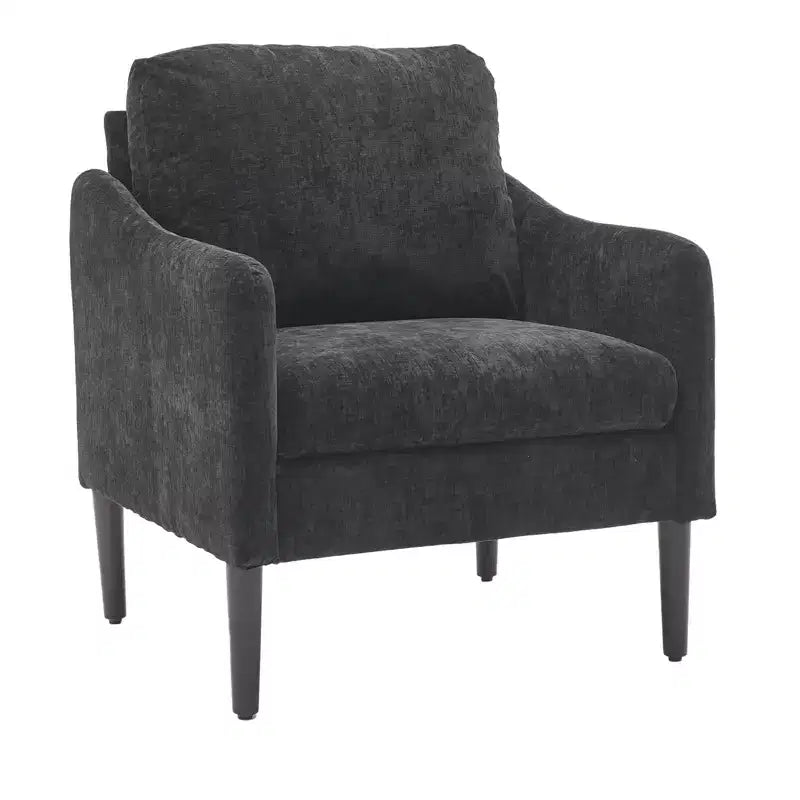 Fauteuil d'appoint en chenille de style Mid-Century Modern avec accoudoirs incurvés, fauteuil simple rembourré pour salon, chambre ou bureau