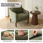 Fauteuil d'appoint en chenille de style Mid-Century Modern avec accoudoirs incurvés, fauteuil simple rembourré pour salon, chambre ou bureau