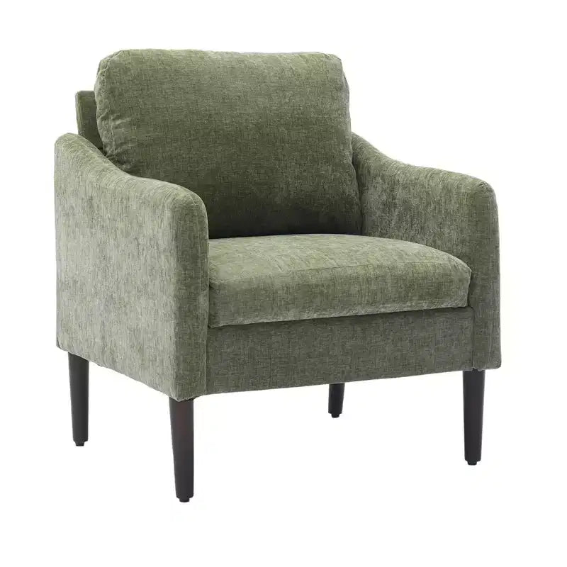 Fauteuil d'appoint en chenille de style Mid-Century Modern avec accoudoirs incurvés, fauteuil simple rembourré pour salon, chambre ou bureau