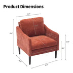 Fauteuil d'appoint en chenille de style Mid-Century Modern avec accoudoirs incurvés, fauteuil simple rembourré pour salon, chambre ou bureau