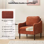 Fauteuil d'appoint en chenille de style Mid-Century Modern avec accoudoirs incurvés, fauteuil simple rembourré pour salon, chambre ou bureau