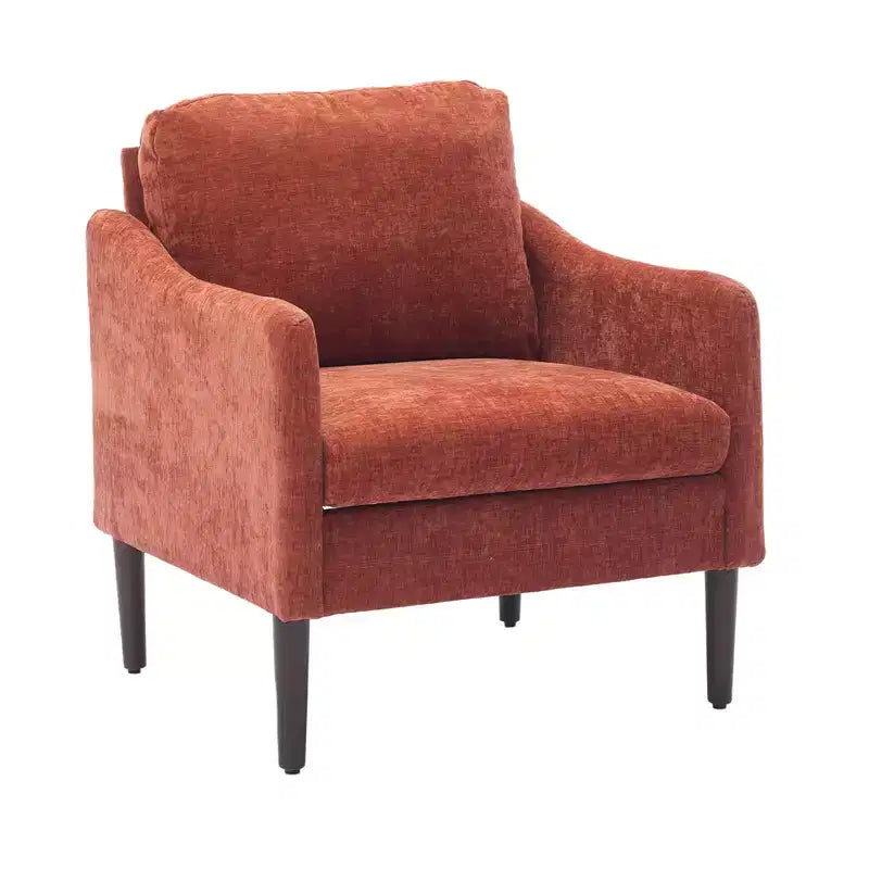 Fauteuil d'appoint en chenille de style Mid-Century Modern avec accoudoirs incurvés, fauteuil simple rembourré pour salon, chambre ou bureau