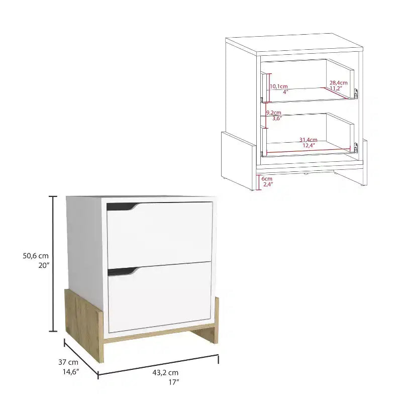 Cette table de chevet Luss à 2 tiroirs allie un style contemporain à des solutions de rangement astucieuses, créant ainsi un meuble peu encombrant.
