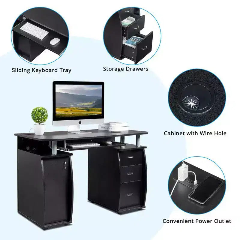 Karlhome Bureau informatique 45 pouces avec 3 tiroirs