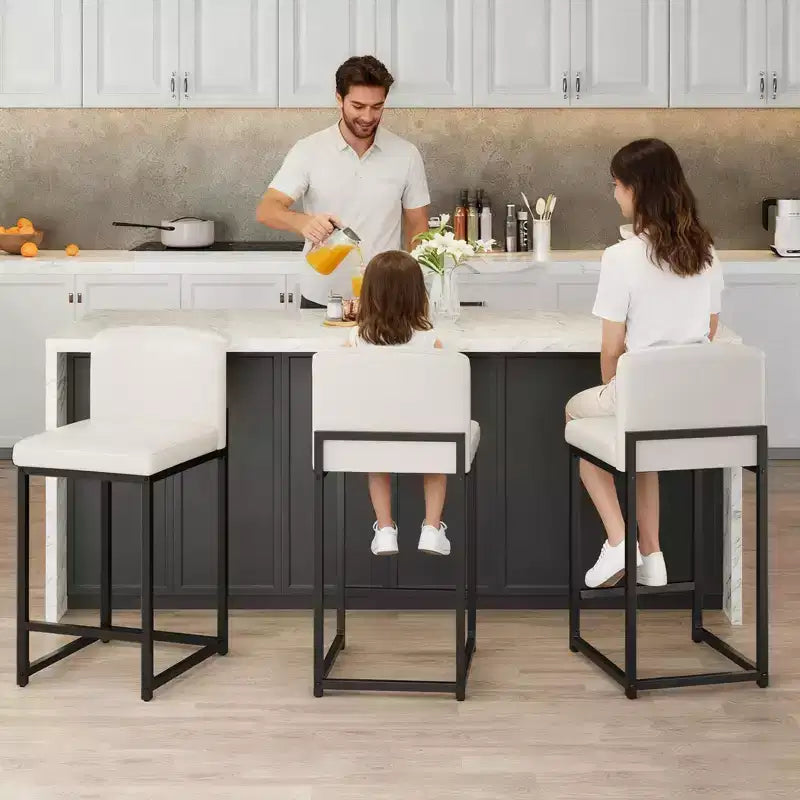 Tabourets de bar hauteur comptoir, lot de 2, chaises de bar intérieures en similicuir, style moderne du milieu du siècle, nettoyage facile