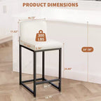 Tabourets de bar hauteur comptoir, lot de 2, chaises de bar intérieures en similicuir, style moderne du milieu du siècle, nettoyage facile