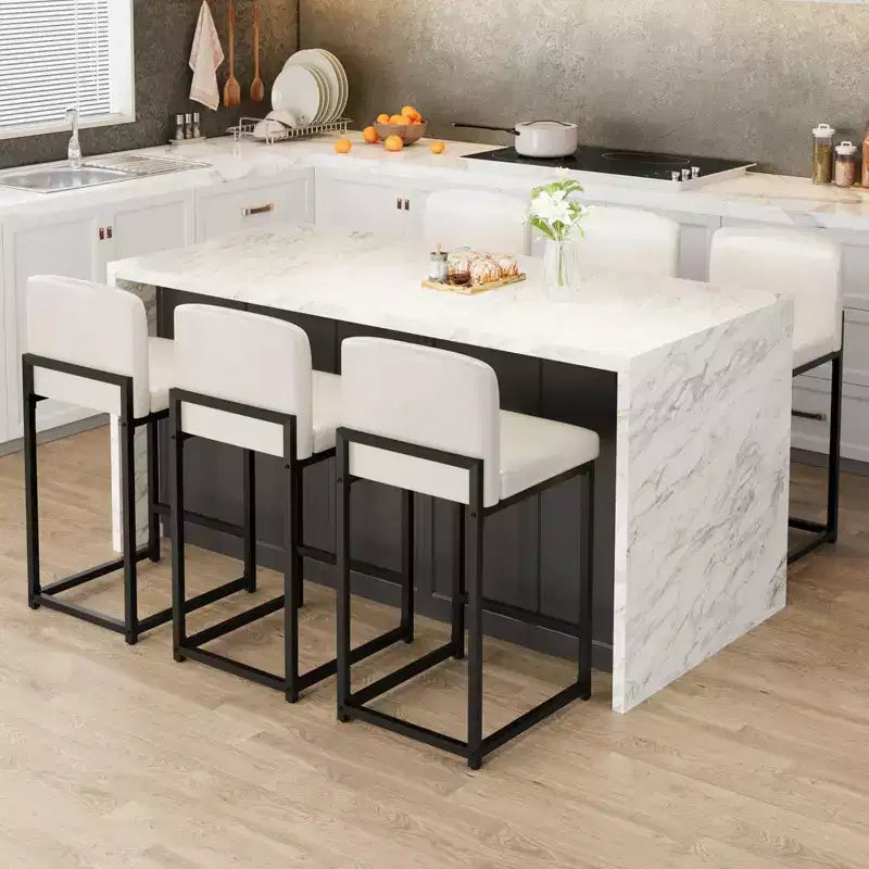 Tabourets de bar hauteur comptoir, lot de 2, chaises de bar intérieures en similicuir, style moderne du milieu du siècle, nettoyage facile