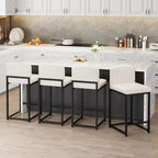 Tabourets de bar hauteur comptoir, lot de 2, chaises de bar intérieures en similicuir, style moderne du milieu du siècle, nettoyage facile