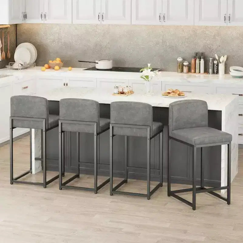 Tabourets de bar hauteur comptoir, lot de 2, chaises de bar intérieures en similicuir, style moderne du milieu du siècle, nettoyage facile