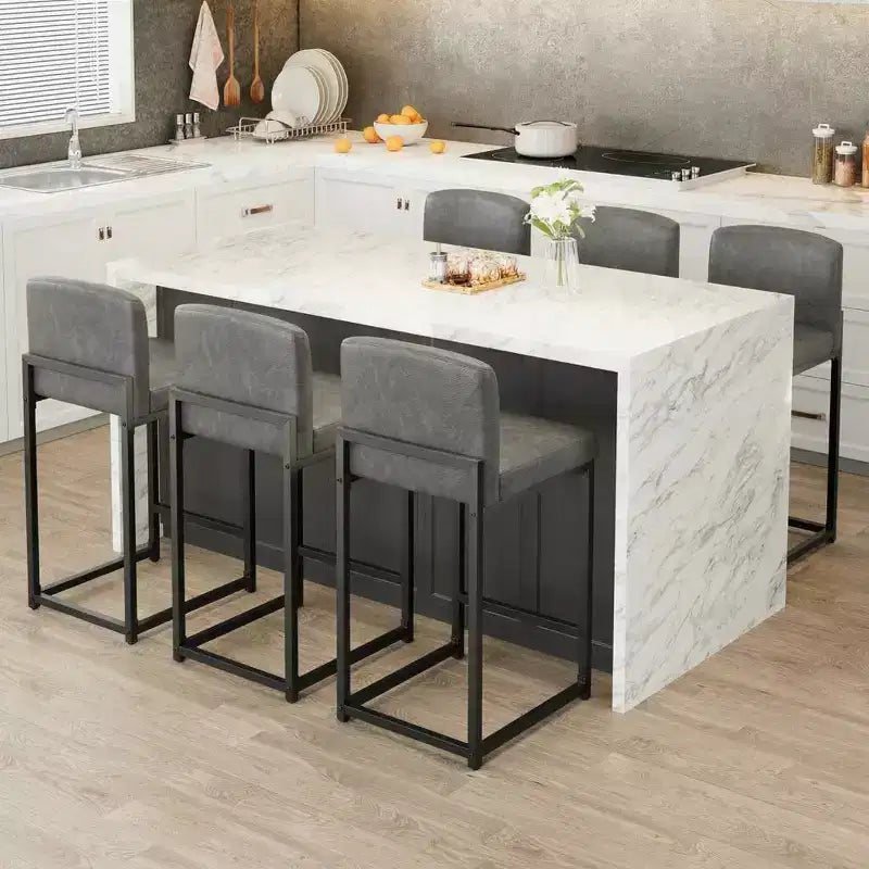 Tabourets de bar hauteur comptoir, lot de 2, chaises de bar intérieures en similicuir, style moderne du milieu du siècle, nettoyage facile