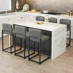 Tabourets de bar hauteur comptoir, lot de 2, chaises de bar intérieures en similicuir, style moderne du milieu du siècle, nettoyage facile