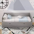FAMYYT Twin Size Wooden Daybed with 2 Drawers, Extendable Bed, Easy Assembly, Gray