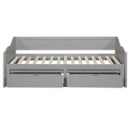 Lit de repos double FAMYYT en bois avec 2 tiroirs, lit extensible, assemblage facile, gris