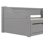 Lit de repos double FAMYYT en bois avec 2 tiroirs, lit extensible, assemblage facile, gris