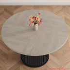 pour la salle à manger et la cuisine, table à manger ronde de 47" pour 4 à 6 personnes, table de cuisine industrielle avec base piédestal métallique robuste en forme de vague