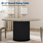 pour la salle à manger et la cuisine, table à manger ronde de 47" pour 4 à 6 personnes, table de cuisine industrielle avec base piédestal métallique robuste en forme de vague