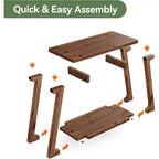 Table d'appoint à 2 niveaux en bois massif Lantine, table d'appoint étroite rectangulaire de style rustique avec base trapézoïdale pour salon, assemblage facile