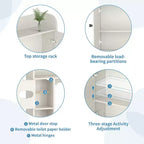 Meuble de rangement Dyonery au-dessus des toilettes avec portes de grange, organisateur de salle de bain peu encombrant de style ferme avec porte-papier toilette et étagère réglable