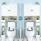 Meuble de rangement Dyonery au-dessus des toilettes avec portes de grange, organisateur de salle de bain peu encombrant de style ferme avec porte-papier toilette et étagère réglable