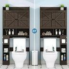 Meuble de rangement Dyonery au-dessus des toilettes avec portes de grange, organisateur de salle de bain peu encombrant de style ferme avec porte-papier toilette et étagère réglable