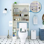Meuble de rangement Dyonery au-dessus des toilettes avec portes de grange, organisateur de salle de bain peu encombrant de style ferme avec porte-papier toilette et étagère réglable