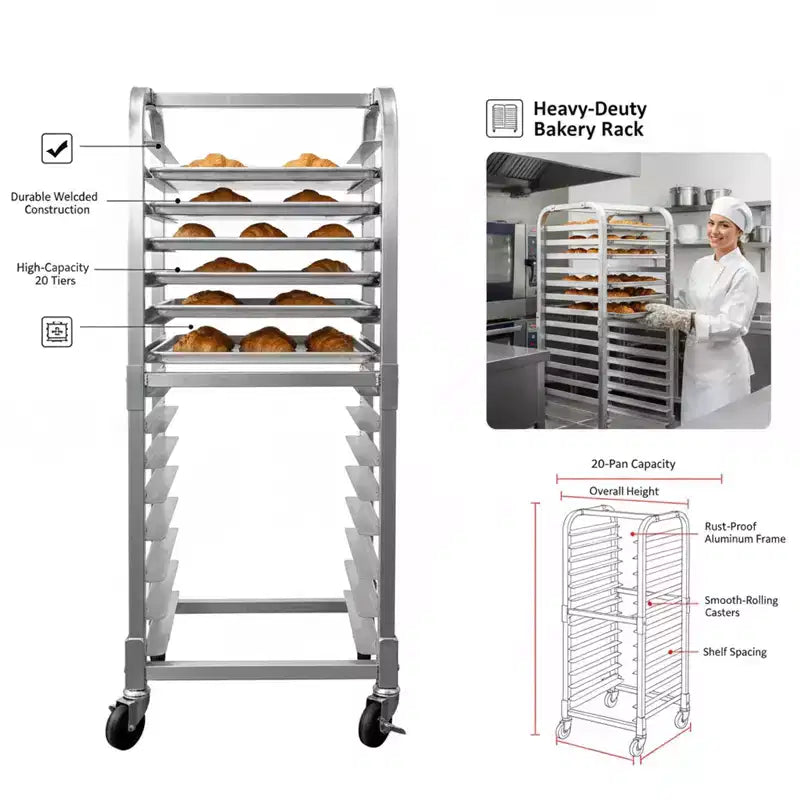 Étagère à pain à 5 ou 20 niveaux, stockage de refroidissement du pain pour cuisine, boulangerie et restaurant