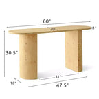 Console d'entrée ovale moderne de 60" avec grain de bois de loupe et pieds demi-cercle, table de canapé pour foyer, couloir ou salon-Panipeachy