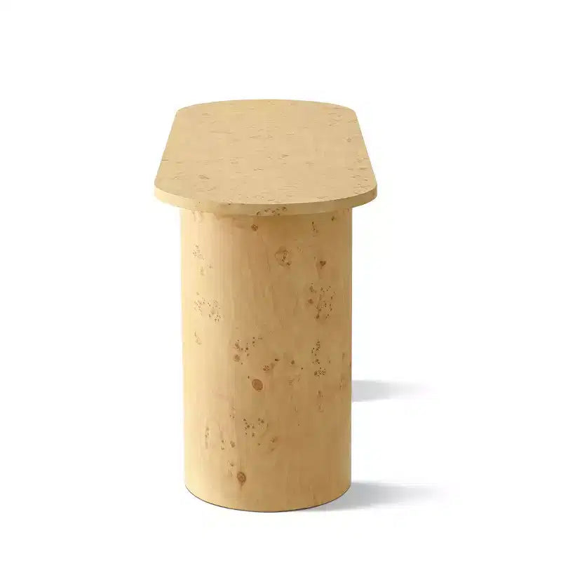 Console d'entrée ovale moderne de 60" avec grain de bois de loupe et pieds demi-cercle, table de canapé pour foyer, couloir ou salon-Panipeachy