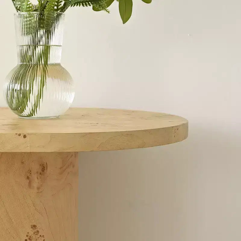 Console d'entrée ovale moderne de 60" avec grain de bois de loupe et pieds demi-cercle, table de canapé pour foyer, couloir ou salon-Panipeachy