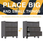 AOBABO Armoire de rangement à dossiers en acier verrouillable avec étagères réglables et roulettes pour l'organisation à la maison, à l'école, au bureau et dans le garage, Noir