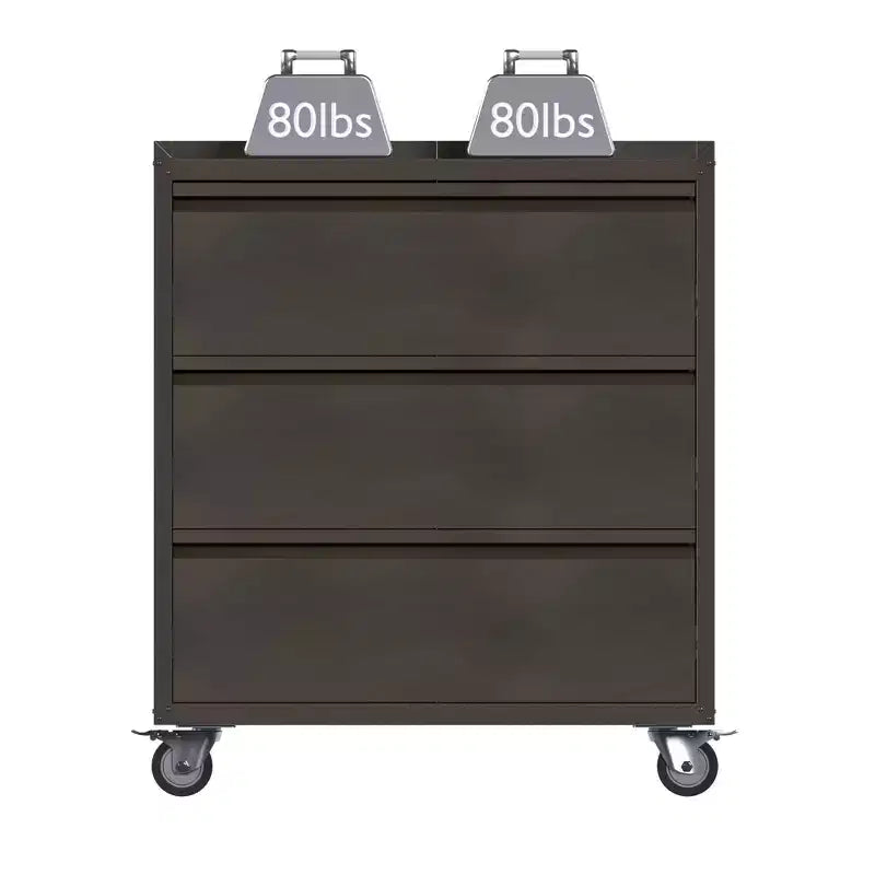 AOBABO Armoire de rangement à dossiers en acier verrouillable avec étagères réglables et roulettes pour l'organisation à la maison, à l'école, au bureau et dans le garage, Noir
