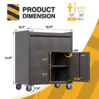 AOBABO Armoire de rangement à dossiers en acier verrouillable avec étagères réglables et roulettes pour l'organisation à la maison, à l'école, au bureau et dans le garage, Noir