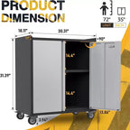 AOBABO Armoire de rangement à dossiers en acier verrouillable avec étagères réglables et roulettes pour l'organisation à la maison, à l'école, au bureau et dans le garage, Noir