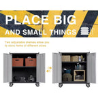 AOBABO Armoire de rangement à dossiers en acier verrouillable avec étagères réglables et roulettes pour l'organisation à la maison, à l'école, au bureau et dans le garage, Noir