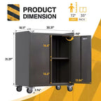 AOBABO Armoire de rangement à dossiers en acier verrouillable avec étagères réglables et roulettes pour l'organisation à la maison, à l'école, au bureau et dans le garage, Noir