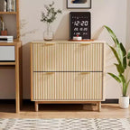 Karl Home2 Meuble de classement en bois cannelé à 2 tiroirs, design à tiroirs larges