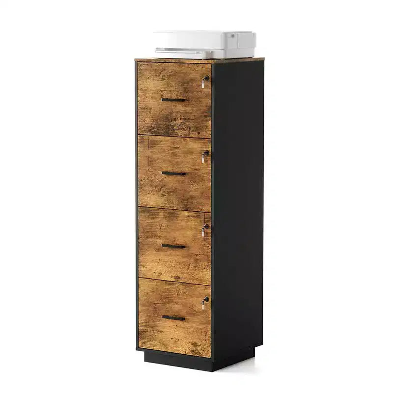 Meuble de classement en bois Karl Home 15 pouces avec 4 tiroirs en relief