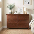 Commode à six tiroirs Karl Home de 47 pouces avec double poignée, design de cadre et finition en mélamine