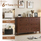 Commode à six tiroirs Karl Home de 47 pouces avec double poignée, design de cadre et finition en mélamine